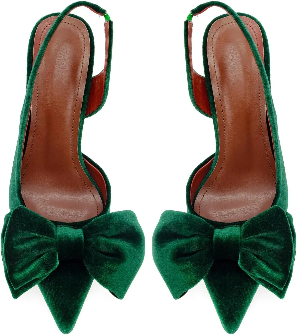 DREAMCIA Bow Slingback Kitten Heels Pumps Pointed Closed Toe Stiletto Heeled Sandals Bowknot Dress Wedding Party Shoes