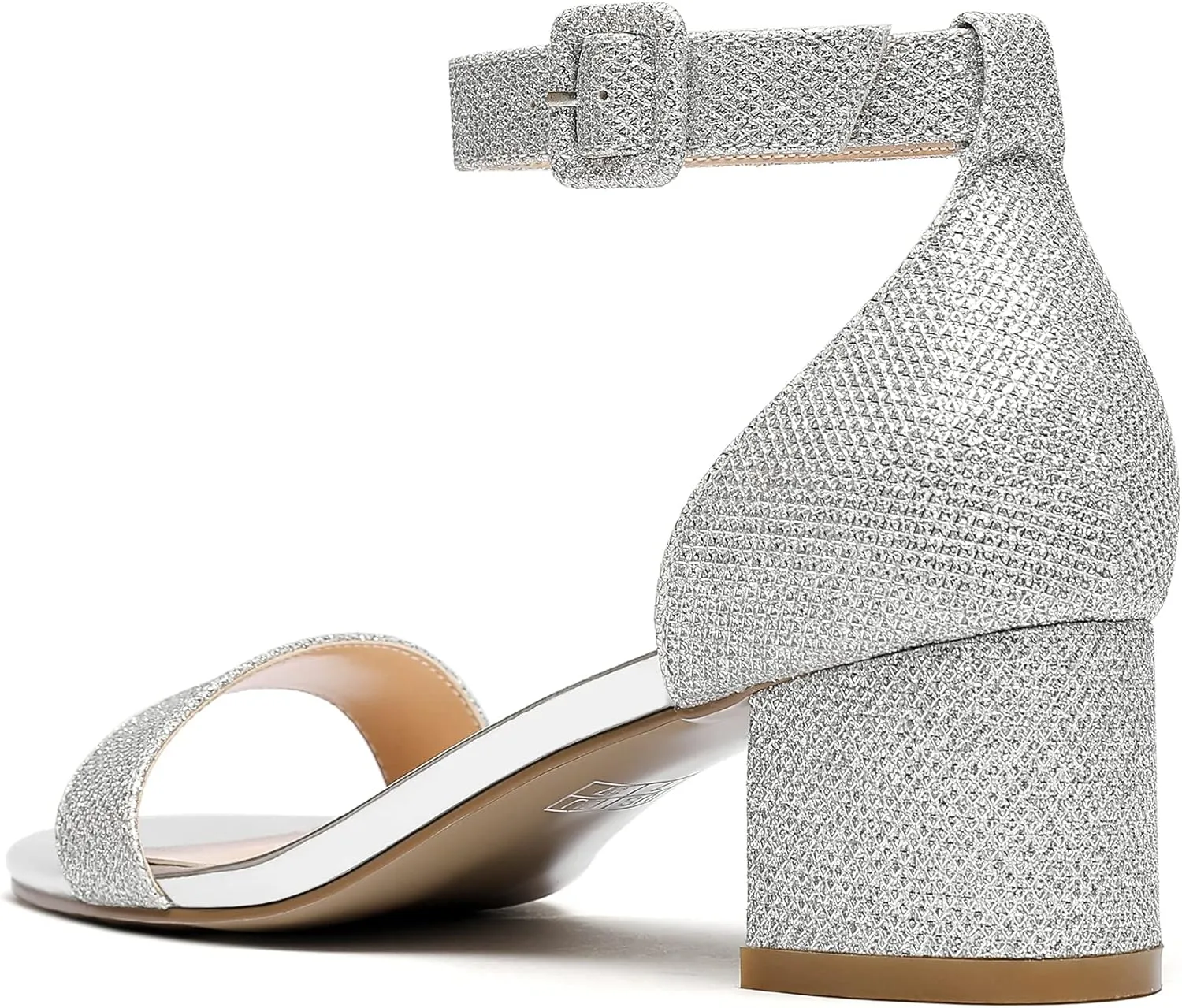 Eldof Women's Two Piece Sandals Chunky Mid Block Heel Open Toe Adjustable Ankle Strap 2.1 Inch Pump Heeled Sandals For Dress Wedding Ladies Shoes
