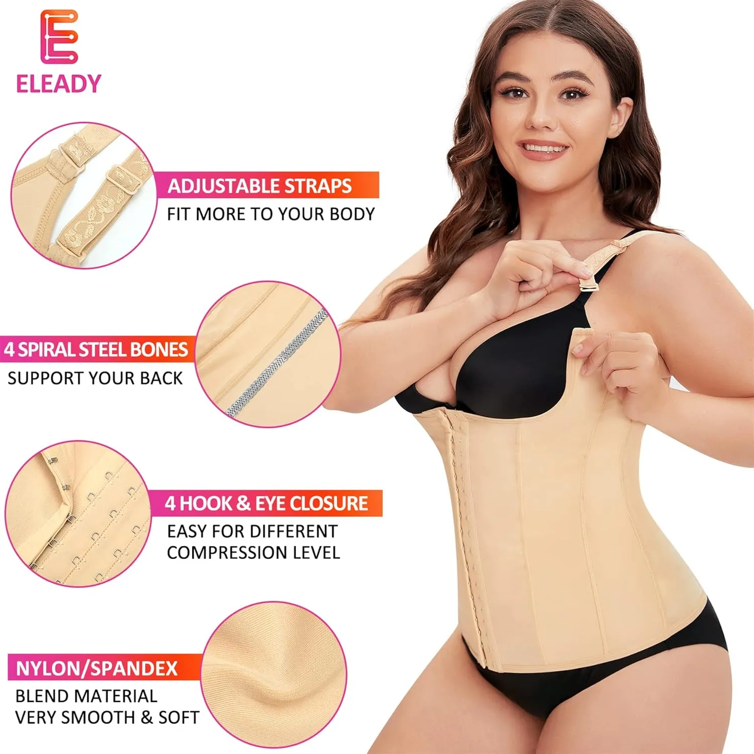 Eleady Womens Waist Trainer Corset Vest Weight Loss Breathable Tank Tops Tummy Control Shapewear Slimming Body Shaper