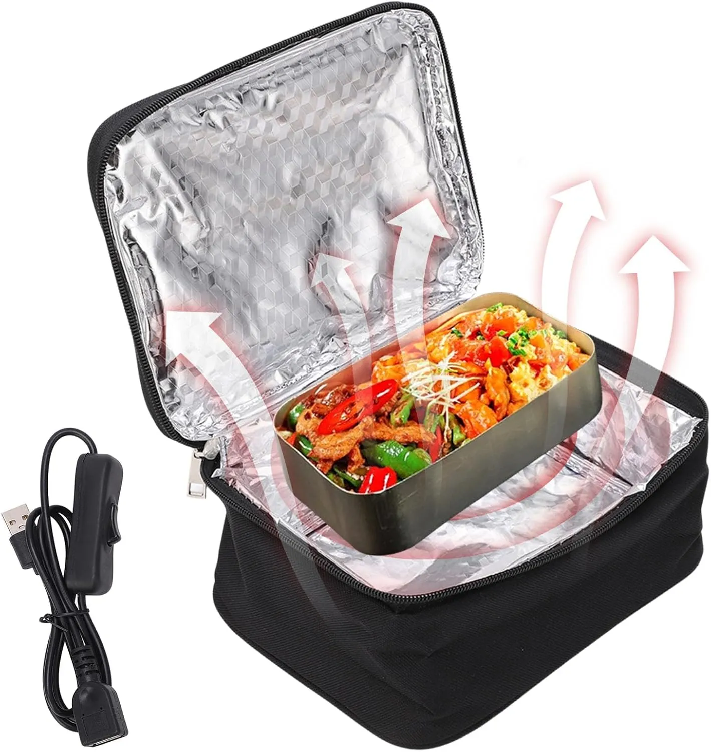 Electric Heated Lunch Box, Portable Microwave for Camping, Food Warmer Lunch Box Car Microwave Portable Oven Container Heater Travel Food Warmer USB Powered