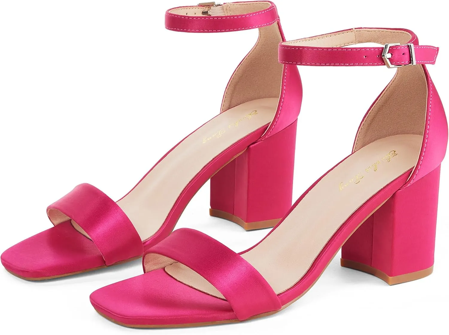 Elisabet Tang 2.36 inch Open Toe Ankle Strap Chunky Heels Pump Sandals Party Dress Sandals Daily Work Wedding Buckle Heels Sandals Shoes