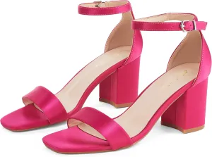 Elisabet Tang 2.36 inch Open Toe Ankle Strap Chunky Heels Pump Sandals Party Dress Sandals Daily Work Wedding Buckle Heels Sandals Shoes