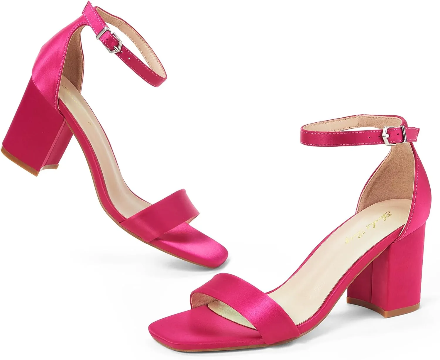 Elisabet Tang 2.36 inch Open Toe Ankle Strap Chunky Heels Pump Sandals Party Dress Sandals Daily Work Wedding Buckle Heels Sandals Shoes