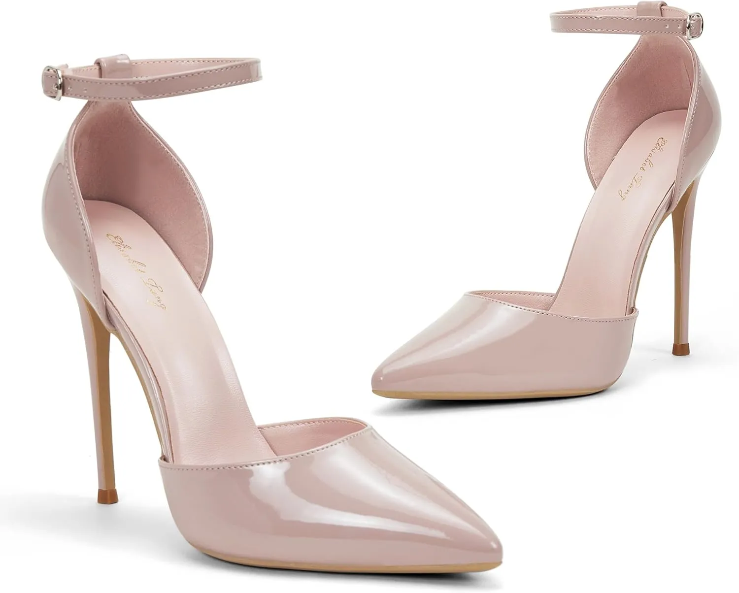 Elisabet Tang High Heels, Women Pumps D'Orsay Ankle Strap Pointed Toe Stiletto Heels Party Wedding Shoes