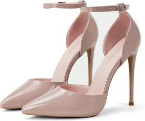 Elisabet Tang High Heels, Women Pumps D'Orsay Ankle Strap Pointed Toe Stiletto Heels Party Wedding Shoes