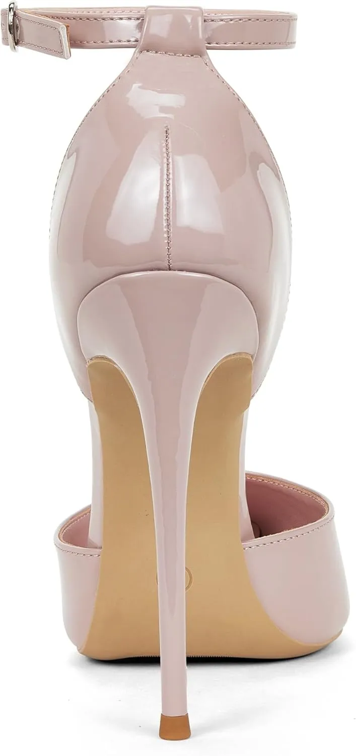 Elisabet Tang High Heels, Women Pumps D'Orsay Ankle Strap Pointed Toe Stiletto Heels Party Wedding Shoes