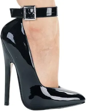ELLIE 8261 6" Heel Fetish Pump Women's Sandal with Ankle Strap, Black