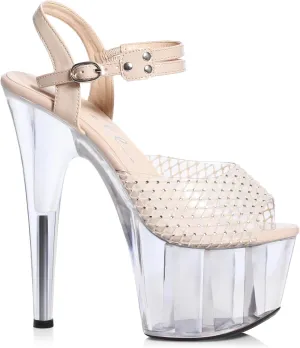 Ellie Shoes Women's Rhinestone Mesh Sandal Heeled