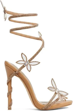 Fantasy Women's Diamante Butterfly Detail Wrap Around Strap Platform Stiletto Heel Sandal
