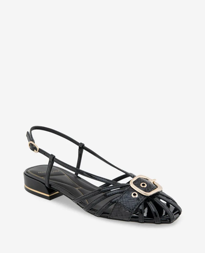 Farrah Patent Caged In Buckle Sandal