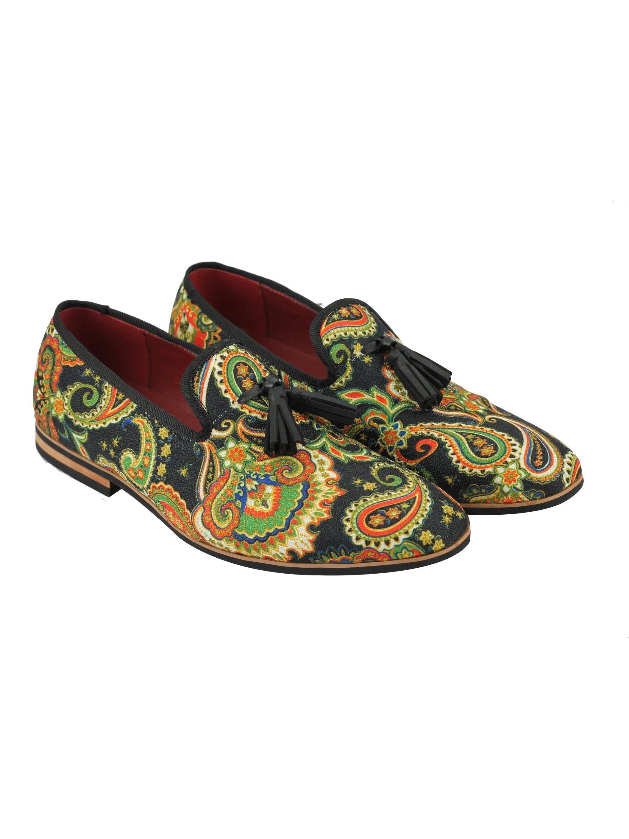FAUX LEATHER PAISLEY PRINT TASSEL LOAFER