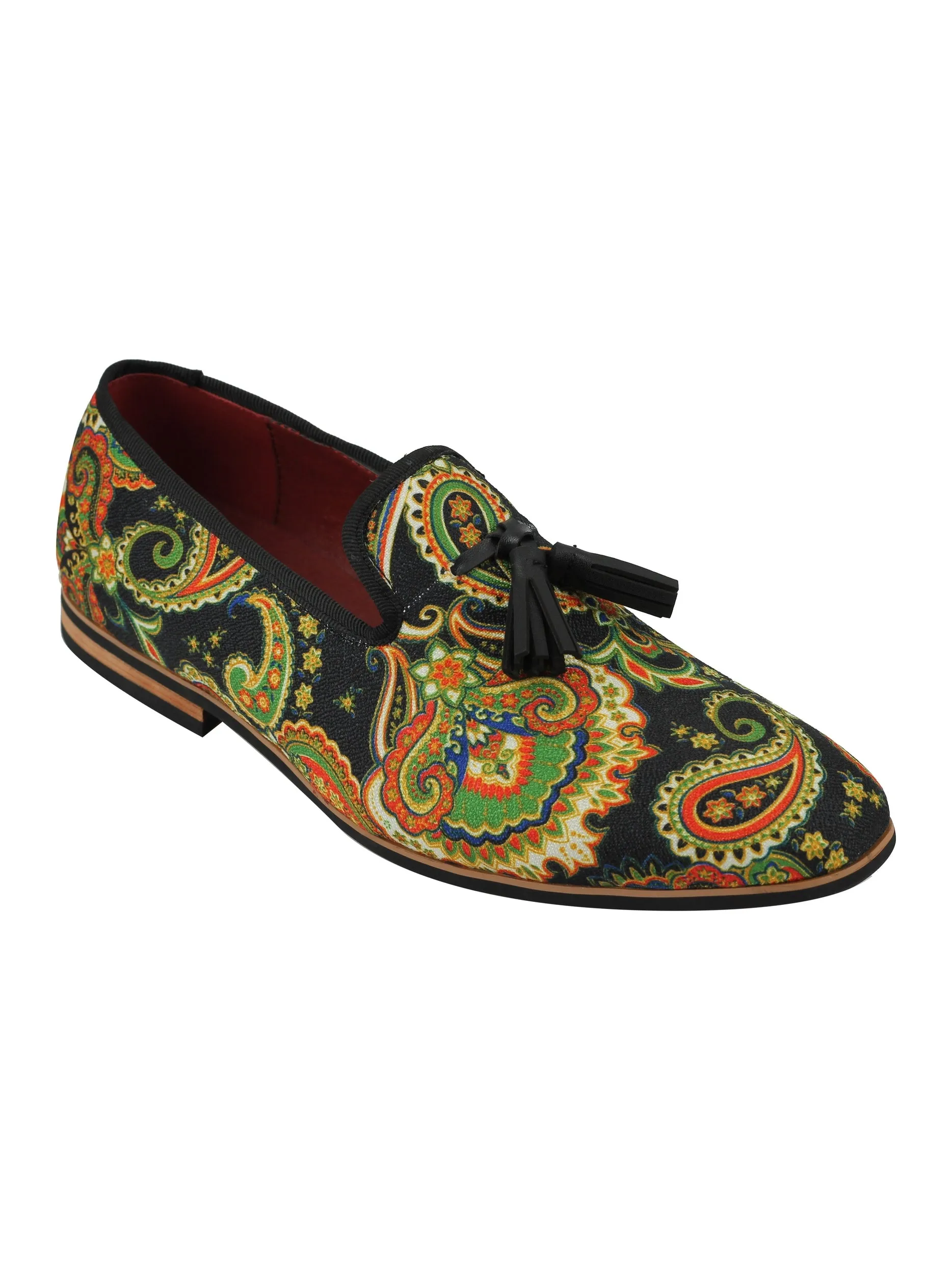 FAUX LEATHER PAISLEY PRINT TASSEL LOAFER