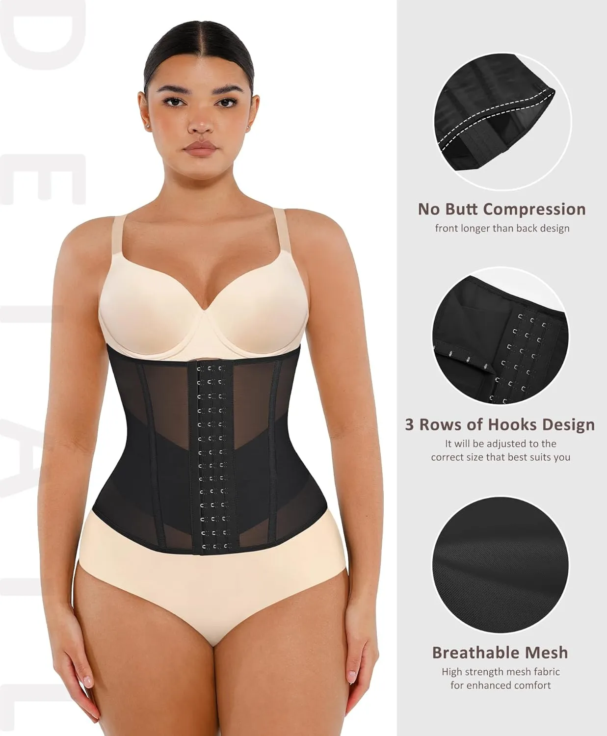 FeelinGirl Waist Trainer for Women Underbust Waist Cincher Corset Girdle Hourglass Body Shaper