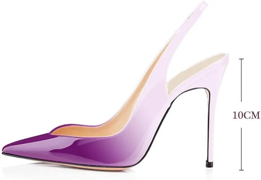 Fericzot Women's Slingback Pumps Pointed-Toe Ankle Strap Summer Dress Shoes Sling Back Pump Stiletto Heels Plus Size