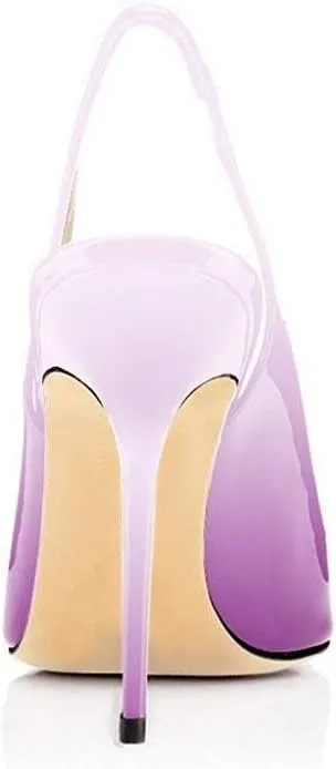 Fericzot Women's Slingback Pumps Pointed-Toe Ankle Strap Summer Dress Shoes Sling Back Pump Stiletto Heels Plus Size