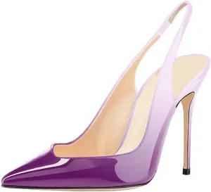 Fericzot Women's Slingback Pumps Pointed-Toe Ankle Strap Summer Dress Shoes Sling Back Pump Stiletto Heels Plus Size
