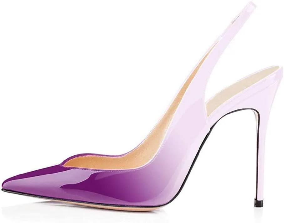 Fericzot Women's Slingback Pumps Pointed-Toe Ankle Strap Summer Dress Shoes Sling Back Pump Stiletto Heels Plus Size