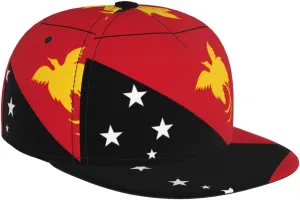 Flag of Papua New Guinea Outdoor Sports Baseball Cap, Daily Sports Adjustable Fashionable Flat Brim hat, Unisex Four-Season Outdoor Sports Cap, Black