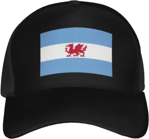 Flag of The Welsh Colony in Patagonia Baseball Cap Men's and Women's Baseball Hat Adjustable Casual Outdoor Breathable Caps Truck Driver Hat Dad Cap Black