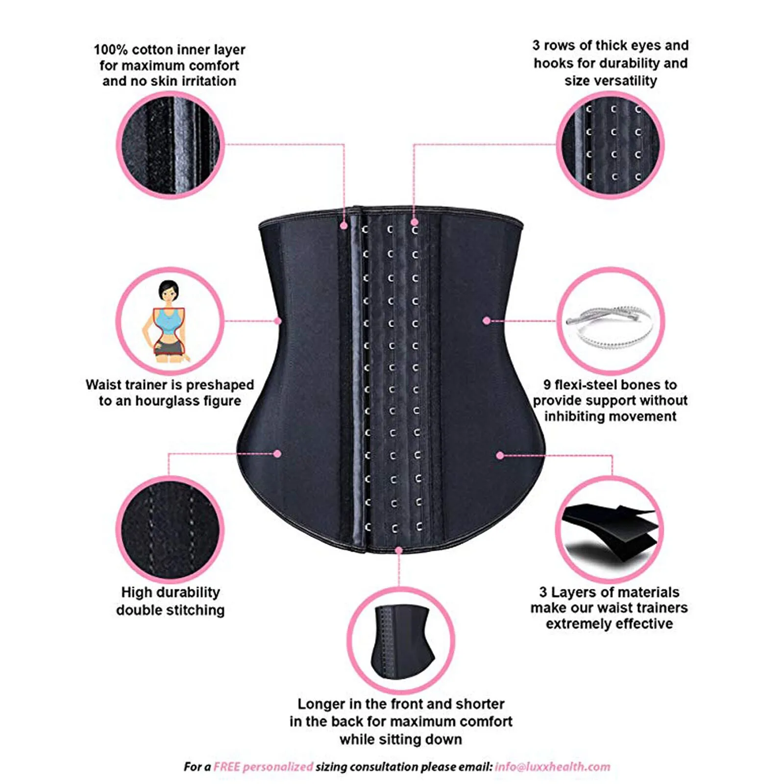 For Women Waist Trainer Corset Cincher Body Shaper with Steel Bones Extender CA