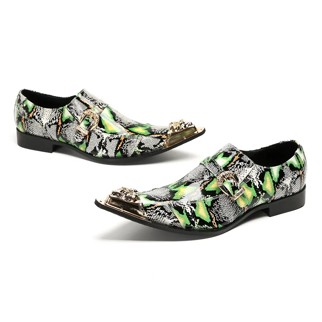 Foreign trade business dress leather shoes men's green square head cowhide oxford shoes blue suit wedding shoes glossy patent leather shoes
