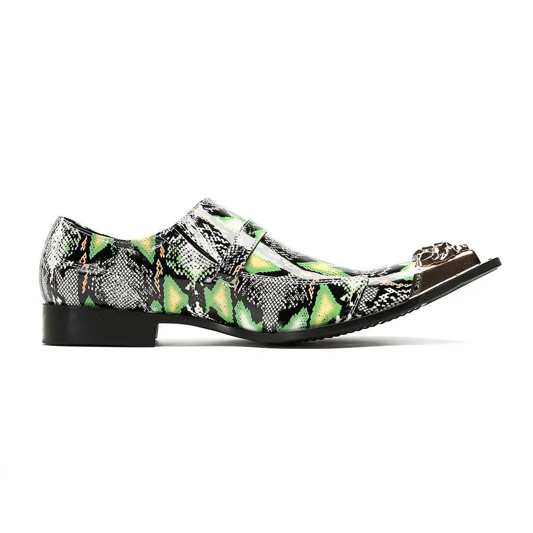 Foreign trade business dress leather shoes men's green square head cowhide oxford shoes blue suit wedding shoes glossy patent leather shoes