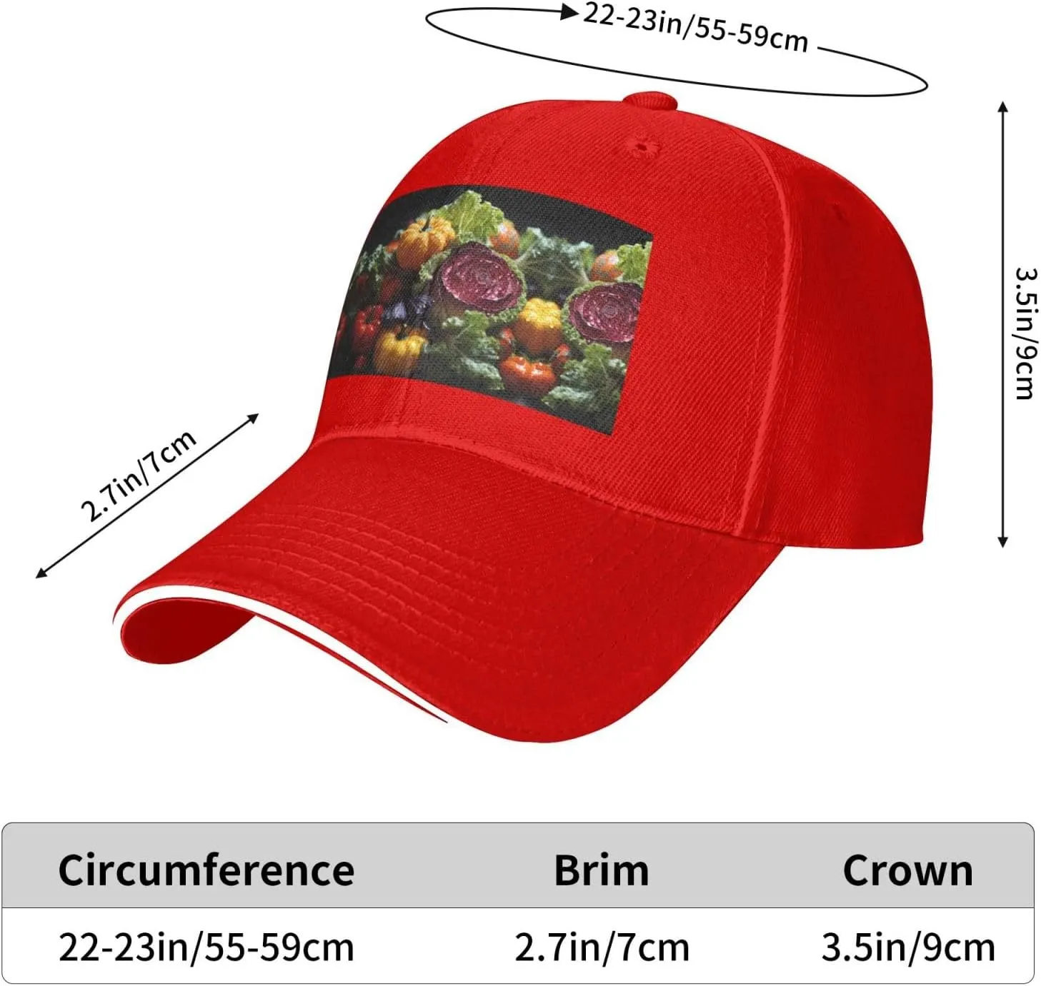 Fresh Cabbage Casquette Cap Hats,Sandwich Baseball Cap with Magic Buckle,Trucker,Perfect for Summer,Outdoor,Golf