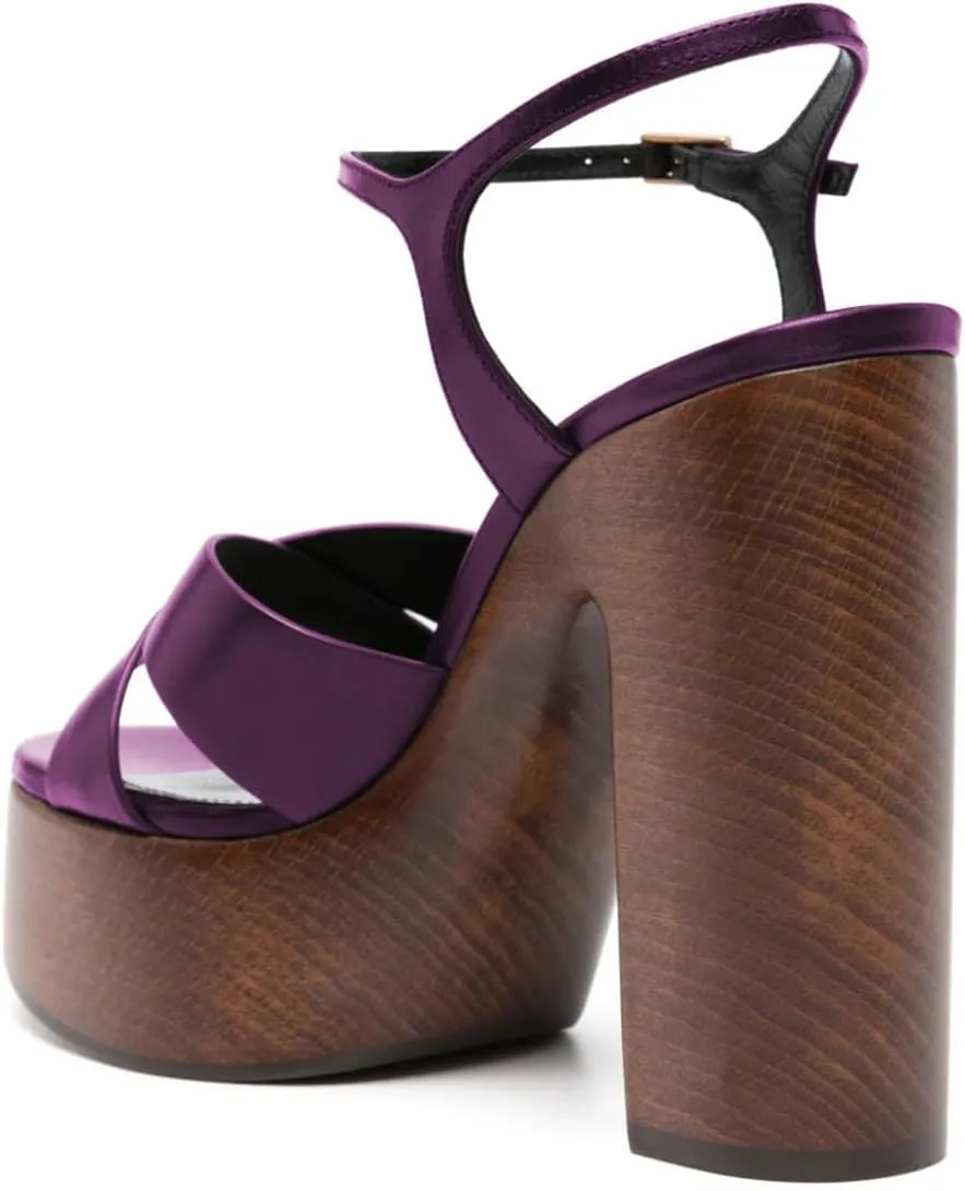FSJ Women Chunky Block High Heel Platform Open Toe Sandals Ankle Strap Buckle Comfortable Wooden Heel Prom Party Brunch Dress Shoes Size 4-16 US