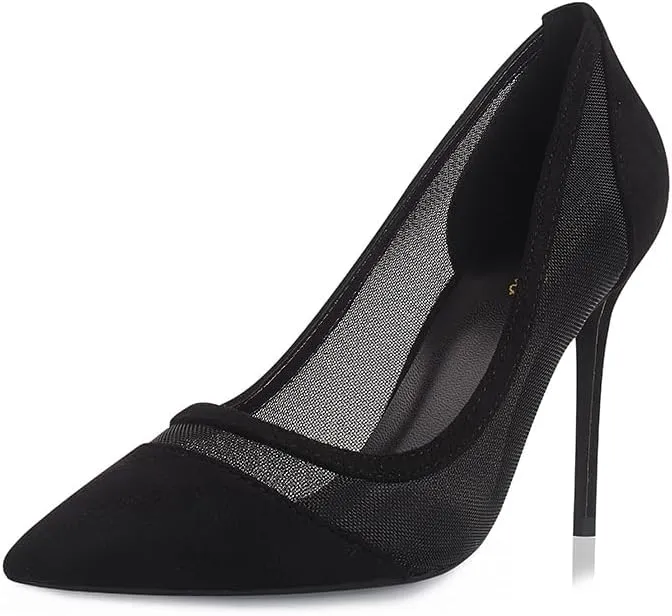 GENSHUO Women's Closed Toe Stiletto High Heels Dress 4 Inch Heeled Pointed Toe Party Homecoming Wedding Pump Shoes
