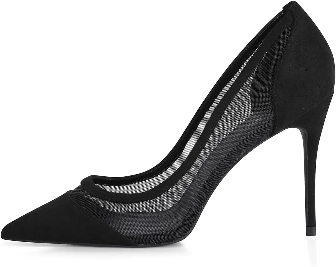 GENSHUO Women's Closed Toe Stiletto High Heels Dress 4 Inch Heeled Pointed Toe Party Homecoming Wedding Pump Shoes