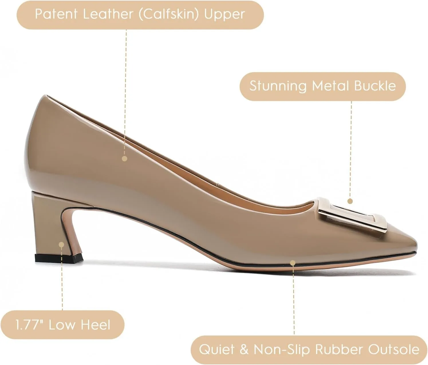 Genuine Leather Pumps Women Dressy Comfortable Shoes with Latex Insole Womens Block Heel for Office Attire Dress Comfortable Footwear