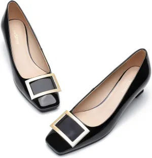 Genuine Leather Pumps Women Dressy Comfortable Shoes with Latex Insole Womens Block Heel for Office Attire Dress Comfortable Footwear