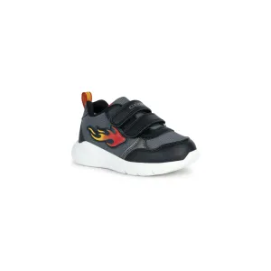 Geox Sprintye - Boys Velcro trainer in Black/Red