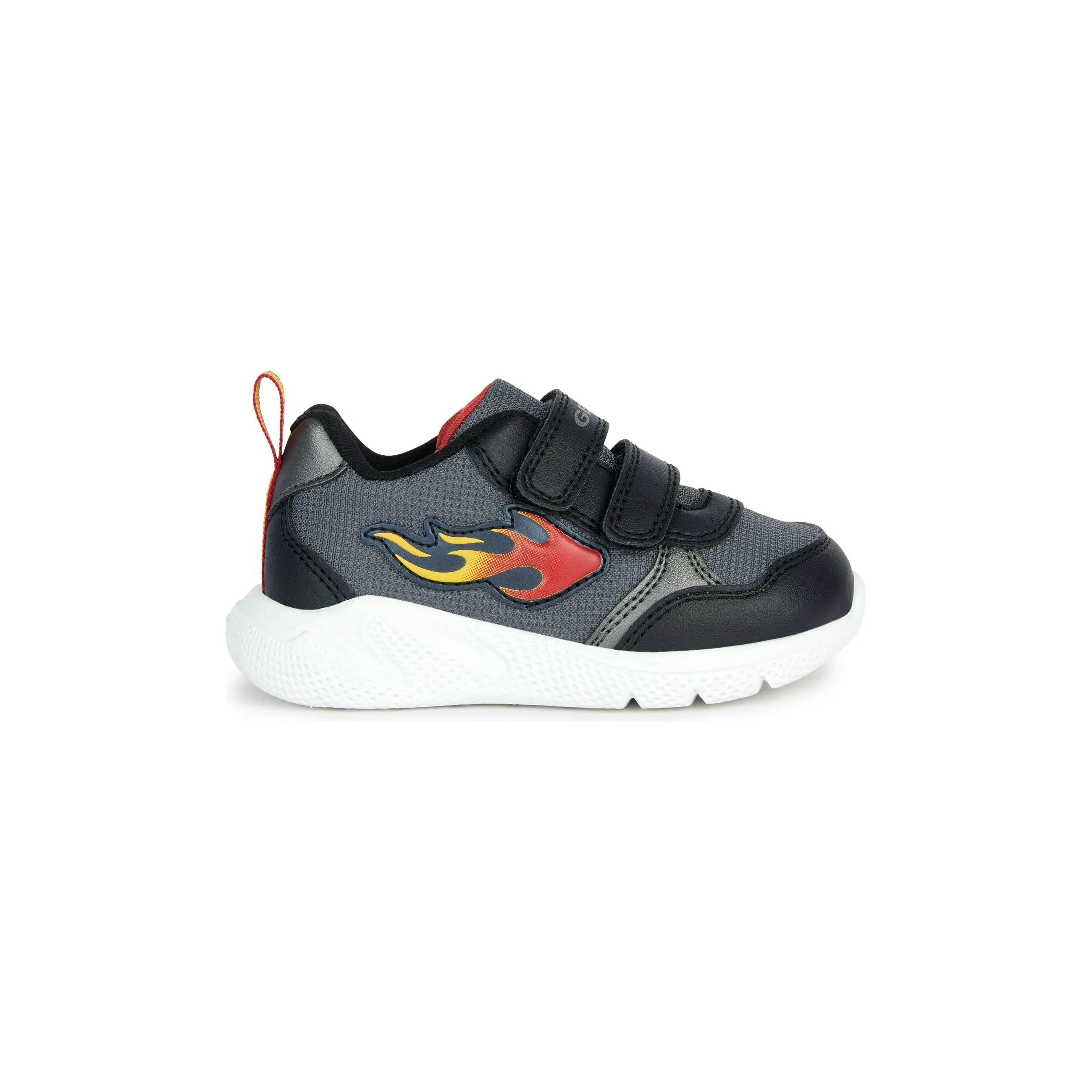 Geox Sprintye - Boys Velcro trainer in Black/Red
