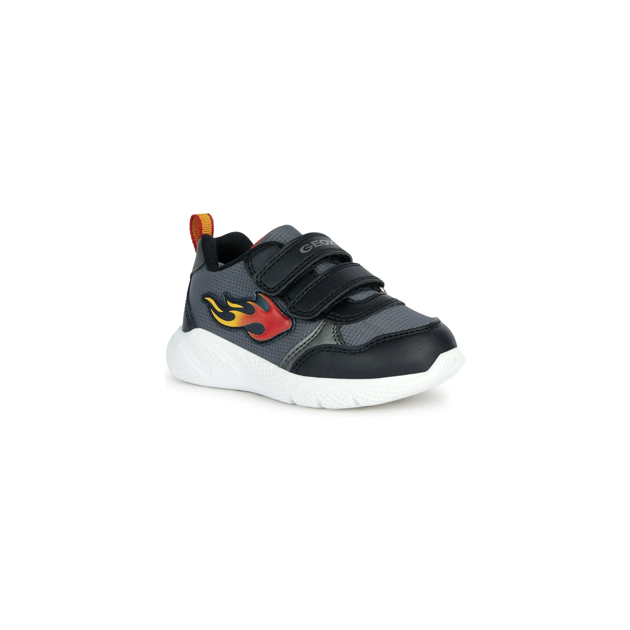 Geox Sprintye - Boys Velcro trainer in Black/Red