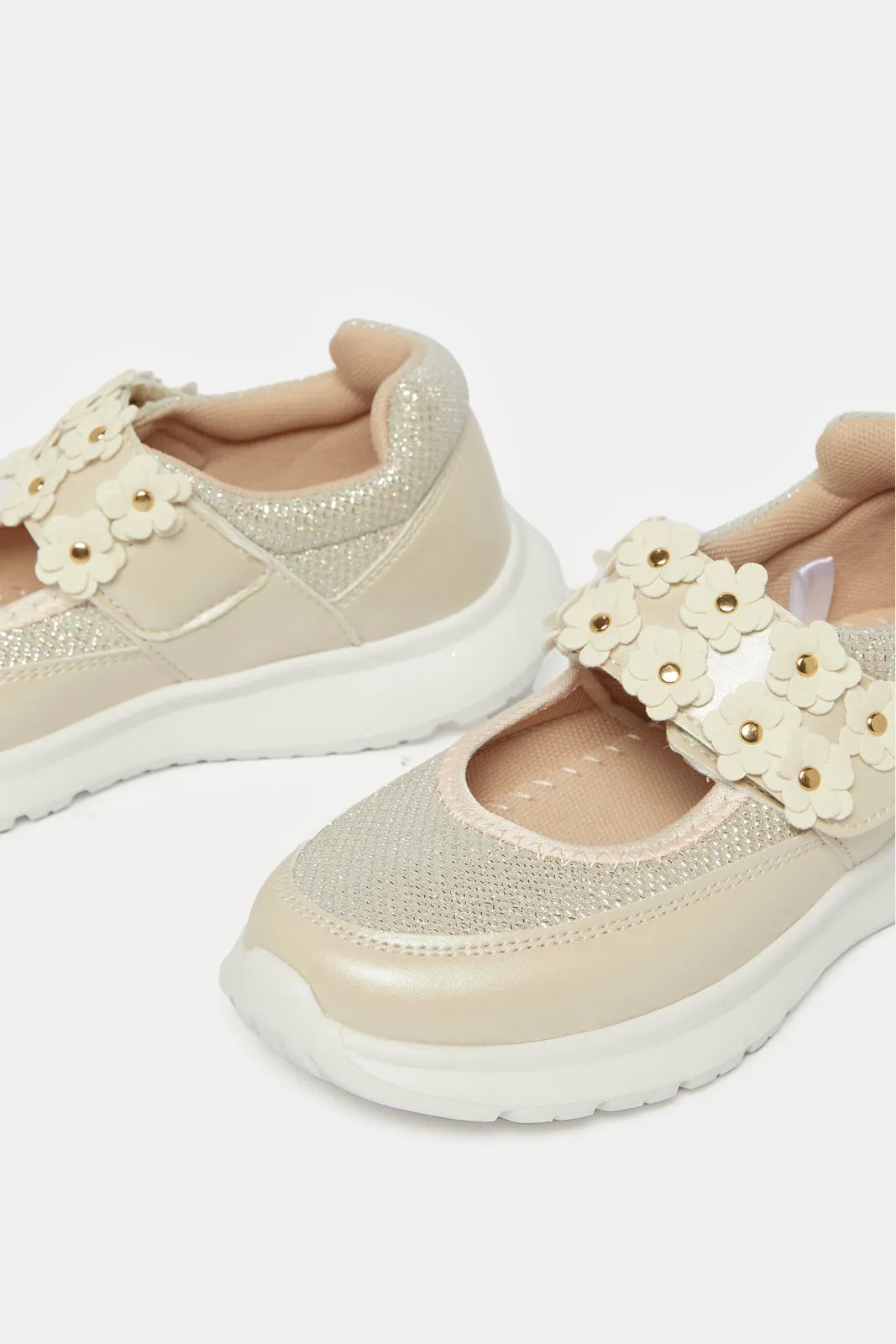 Girls Gold Embellished Trainer