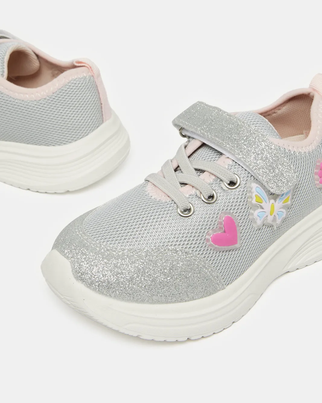 Girls Grey Embellished Trainer
