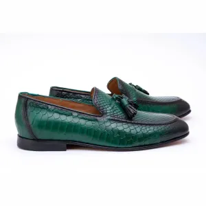 Green Patina Python Tassel Loafer