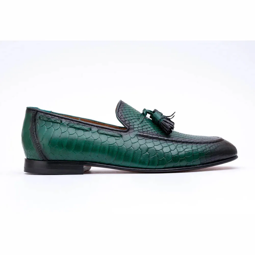 Green Patina Python Tassel Loafer