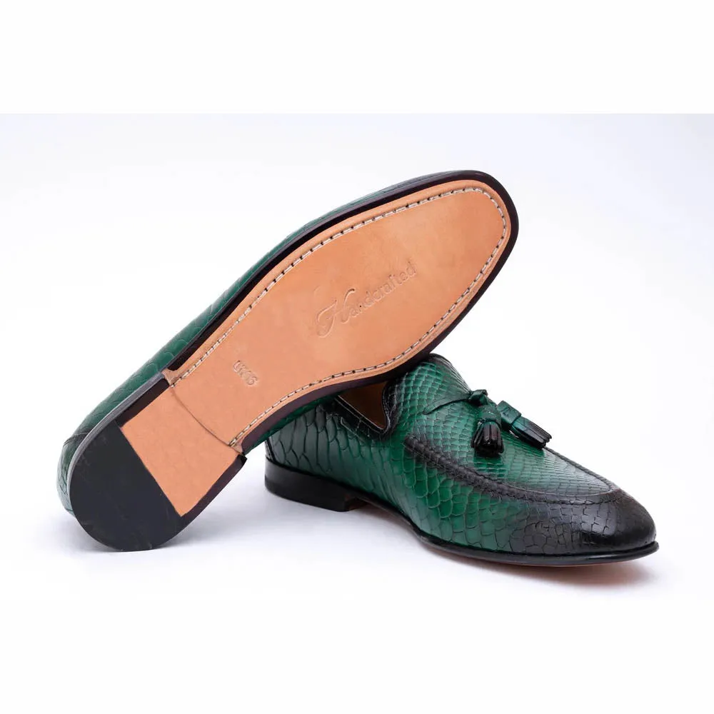 Green Patina Python Tassel Loafer