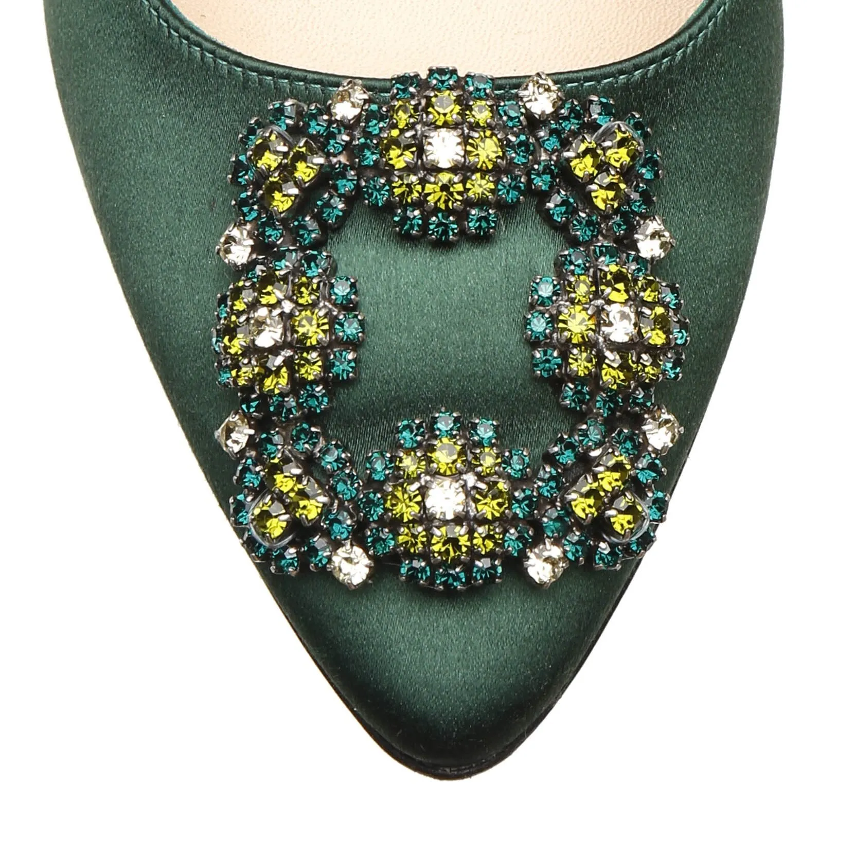 Hangisi 105 dark green satin pumps
