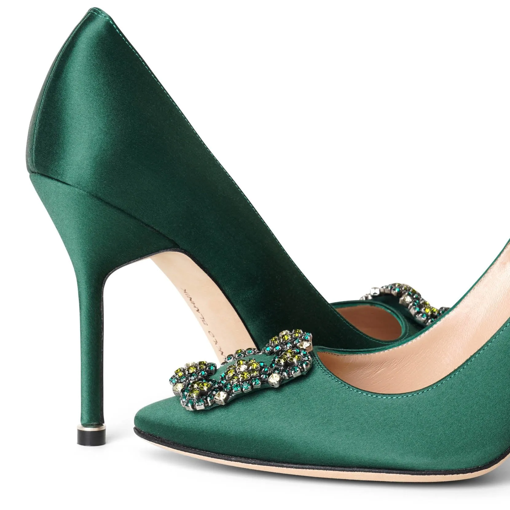 Hangisi 105 dark green satin pumps