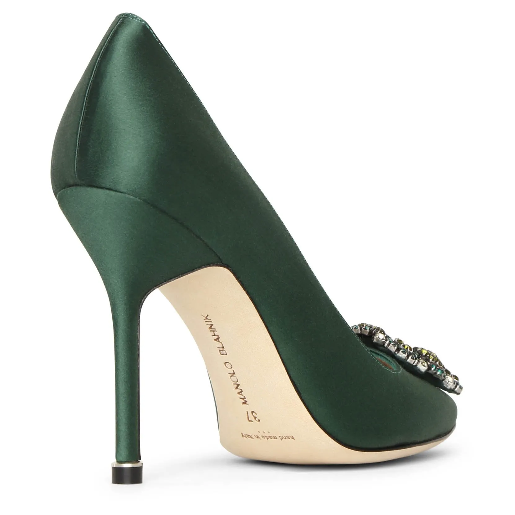 Hangisi 105 dark green satin pumps