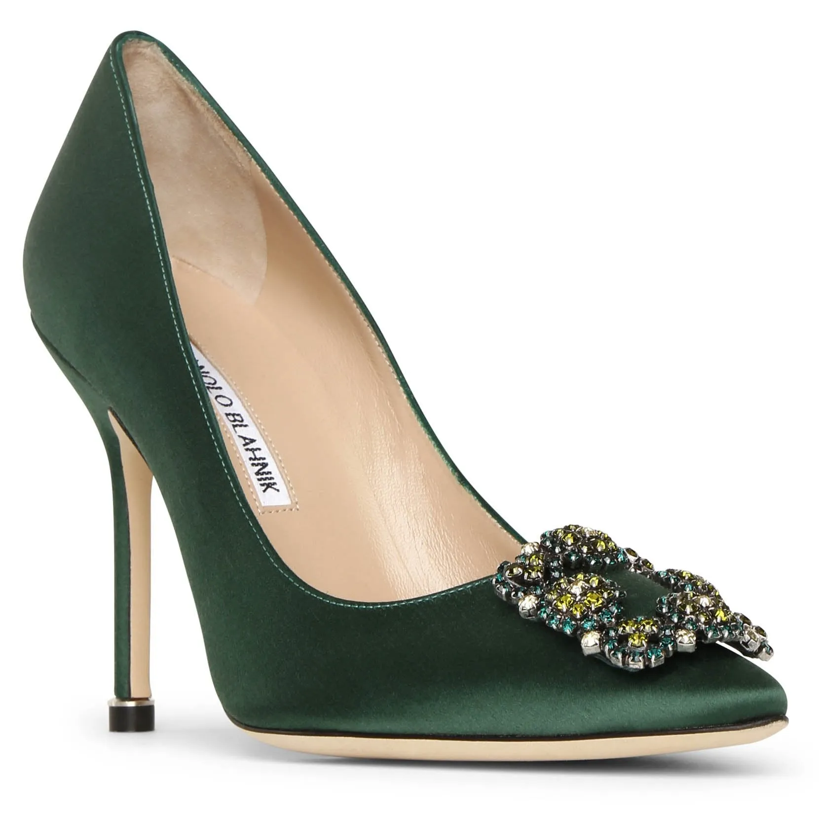 Hangisi 105 dark green satin pumps