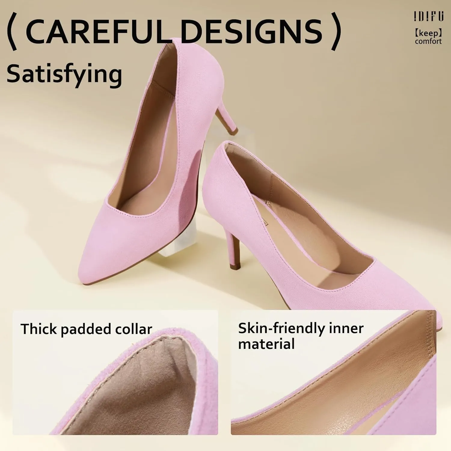 IDIFU IN3 High Heels Pumps Closed Toe Heels Women's Pumps Stiletto Pointed Toe Dress Shoes Wedding Prom Bridal Work Office Bride Bridesmaid Guest Trendy Dressy Fashion Comfortable Classic Pumps Shoes