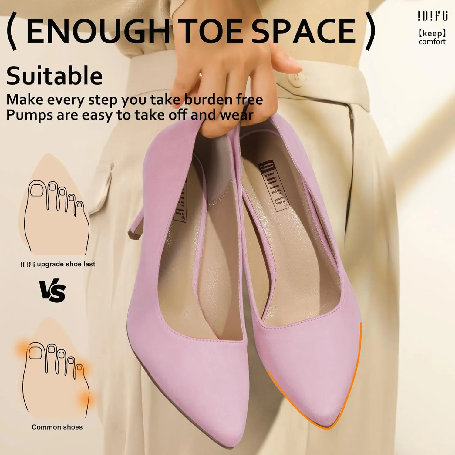 IDIFU IN3 High Heels Pumps Closed Toe Heels Women's Pumps Stiletto Pointed Toe Dress Shoes Wedding Prom Bridal Work Office Bride Bridesmaid Guest Trendy Dressy Fashion Comfortable Classic Pumps Shoes