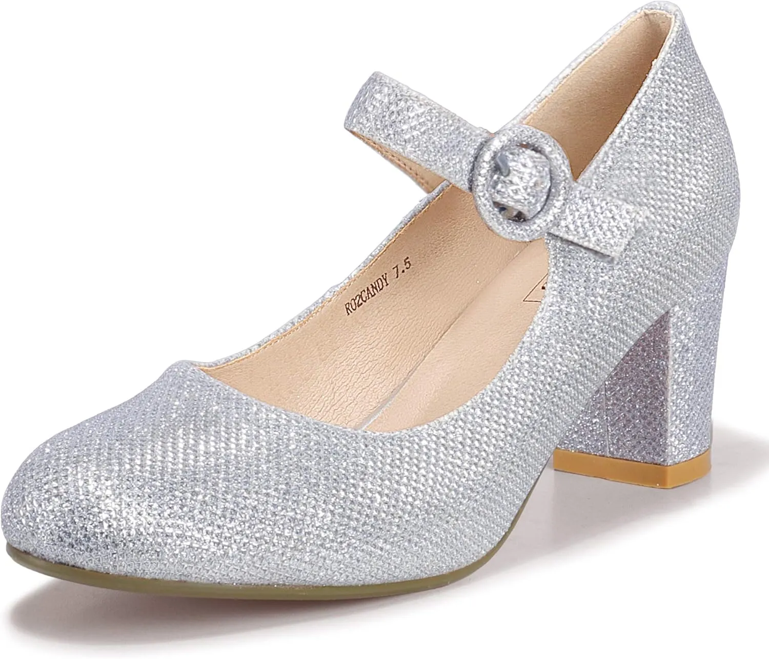 IDIFU Women's Candy Dress Mary Jane Shoes Low Block Heels Closed Round Toe Office Work Church Wedding Pumps