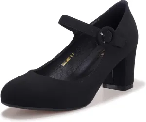 IDIFU Women's Candy Dress Mary Jane Shoes Low Block Heels Closed Round Toe Office Work Church Wedding Pumps