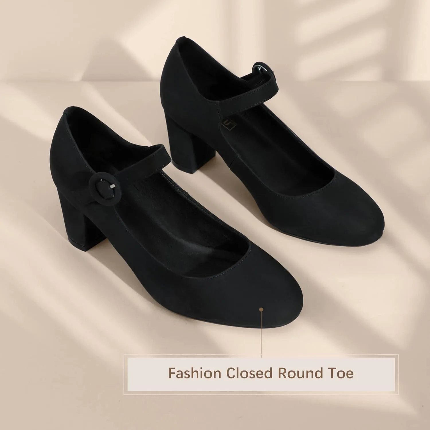 IDIFU Women's Candy Dress Mary Jane Shoes Low Block Heels Closed Round Toe Office Work Church Wedding Pumps
