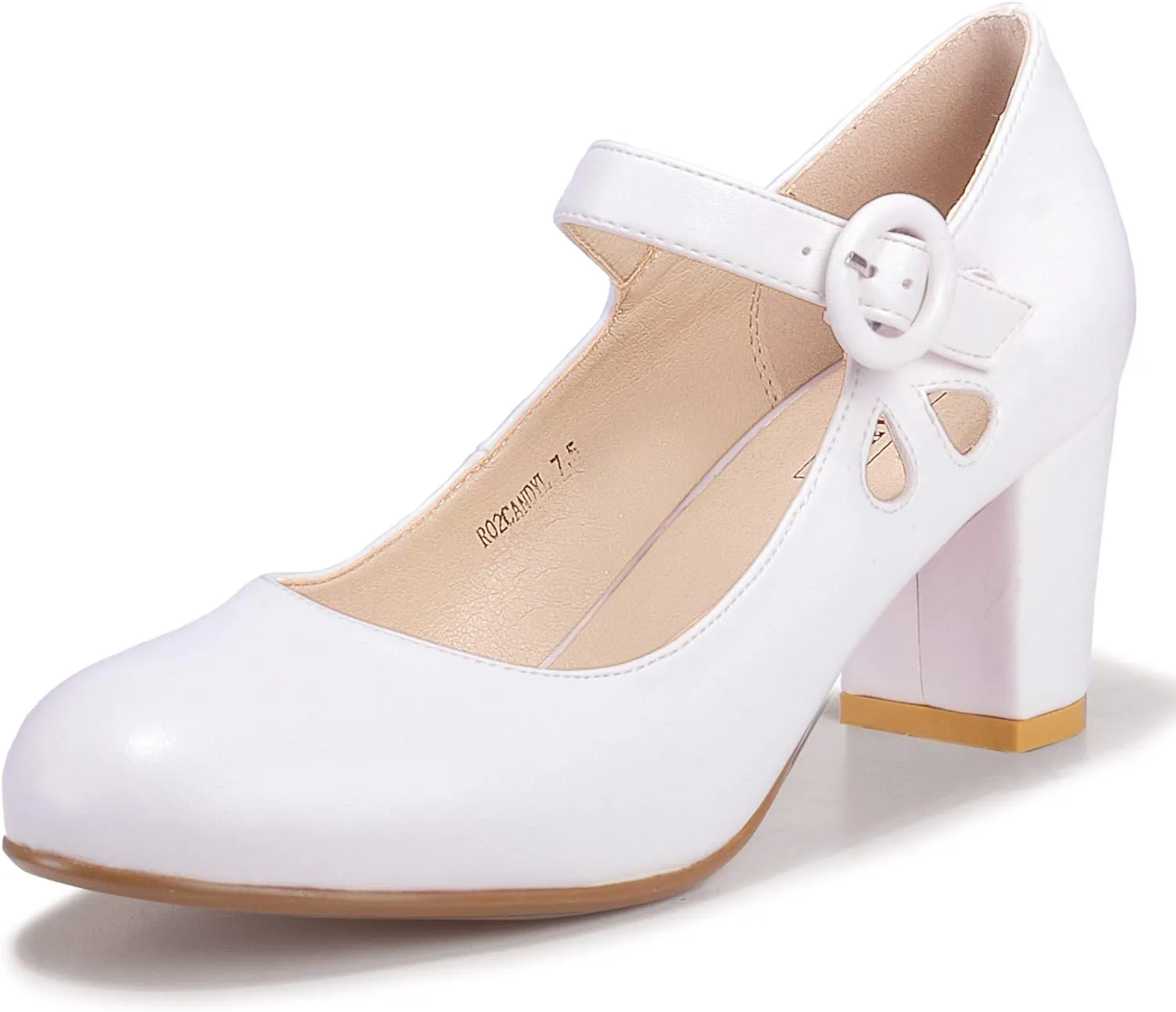 IDIFU Women's Candy Dress Mary Jane Shoes Low Block Heels Closed Round Toe Office Work Church Wedding Pumps